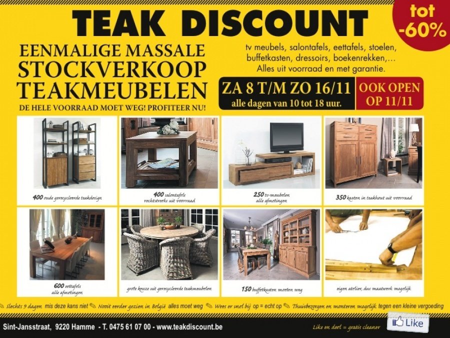 Meubels en Teck, liquidation total de stock d'un importateur en meubles