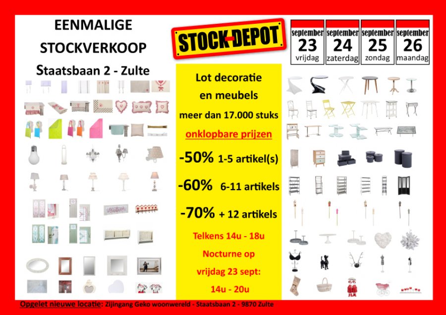 Stockdepot à Zulte grand lot décoration et meubles