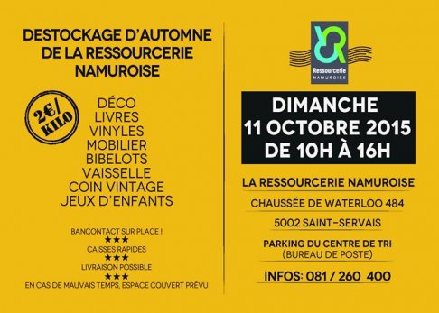Déstockage d'automne de la Ressourcerie Namuroise